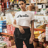 Darlin cropped tee white