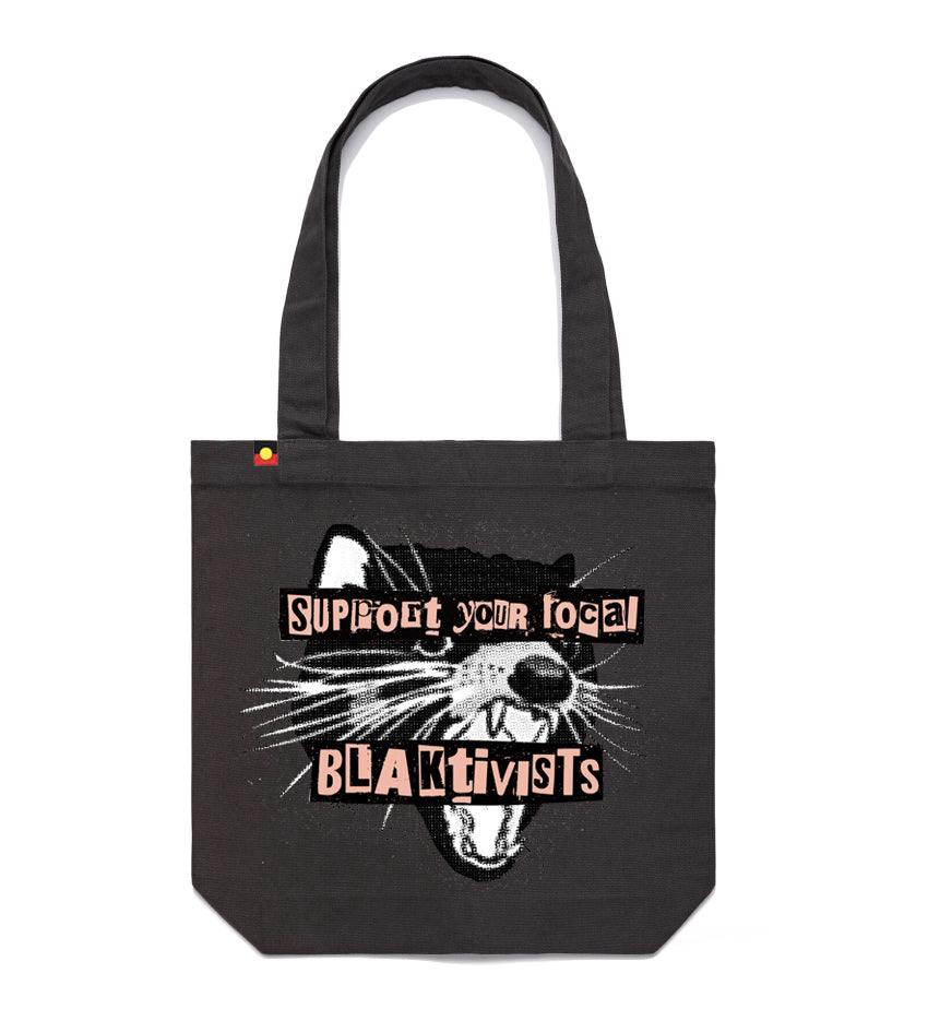 tasmanian devil punk blaktivist tote bag
