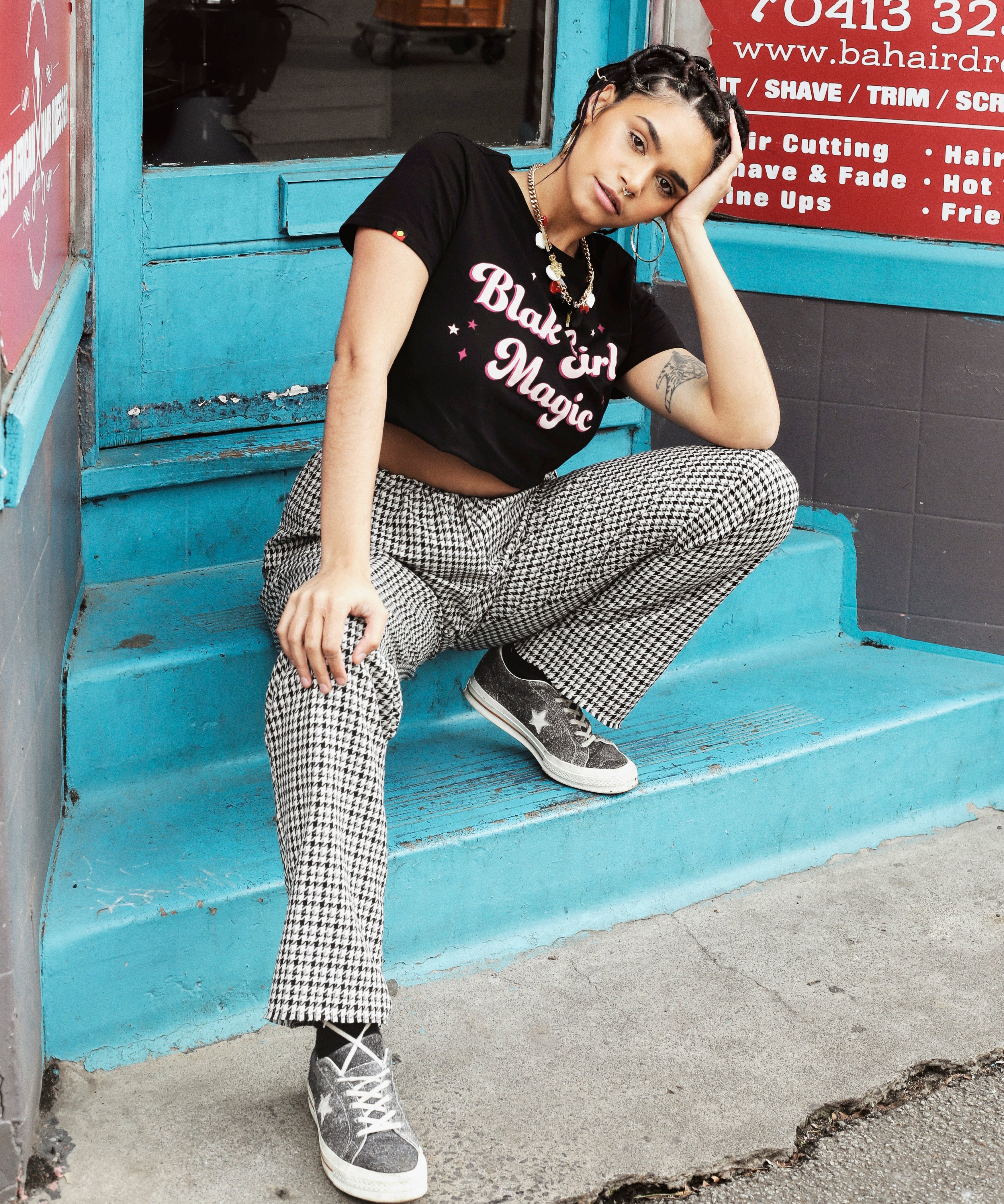 Blak girl magic vintage black tee
