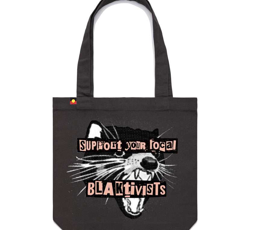 tasmanian devil punk blaktivist tote bag