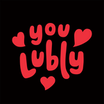 Black card with red You Lubly graphic